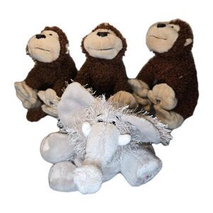 Ganz Cheeky Monkey & Elephant Webkinz 8"Stuffed Animal Plush Toy Set